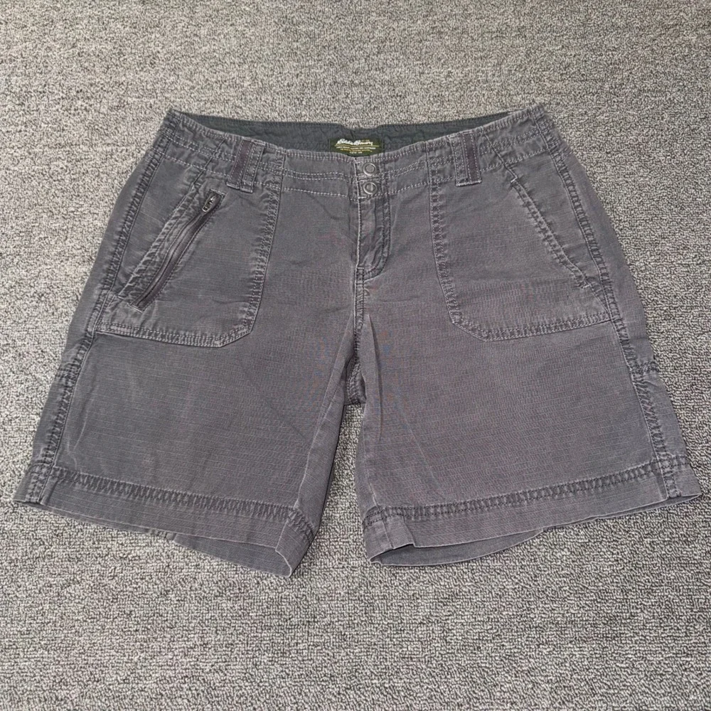 Eddie Bauer Blakely Fit Cargo Shorts Gray Ripstop Cotton Utility Hiking Womens 4